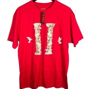 YRN Migos Culture T-shirt Men's Small  Red Short Sleeve Floral NWT